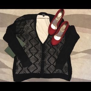 Black patterned cardigan Torrid size 2